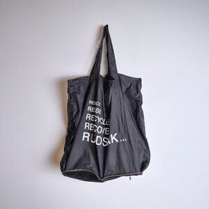 Rudsak Packable Nylon Shopping Tote w/ Suede ZIp Pouch - Black (NEW)